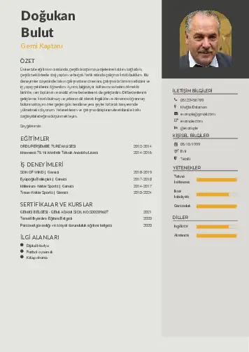 Gemi Kaptanı CV Örnekleri cv indir